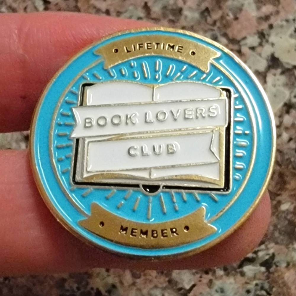 *2 for $13* Lifetime Book Lovers Club Member Round Enamel Pin - Picture 3 of 4